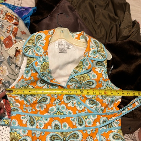 Lesley Evers Floral Wrap Surplice V neck dress size L - Picture 9 of 9